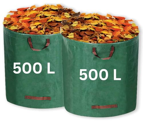 Garden Waste Bags 500L x 2 bags, Heavy Duty Resuable bags with Handles, Ideal for Garden Waste like grass, leaves debris etc free standing