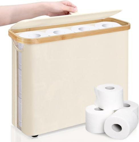 Toilettenpapier Aufbewahrung Korb mit Deckel und Griff, wasserdichter klopapier aufbewahrung, Badezimmer Organizer, Schrankbehälter, Toilettenpapier Aufbewahrungsbehälter