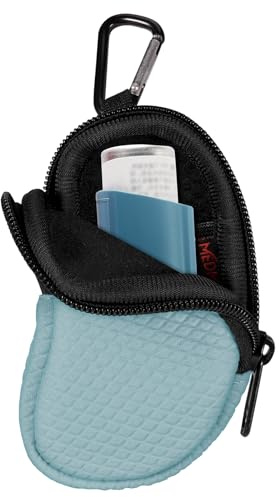 MEDMAX Custodia in neoprene per Inalatore per Asma, Leggera Protettiva Porta Borsa da Viaggio con Moschettone, Inalatore non incluso (Solo Custodia), (Azzurro)