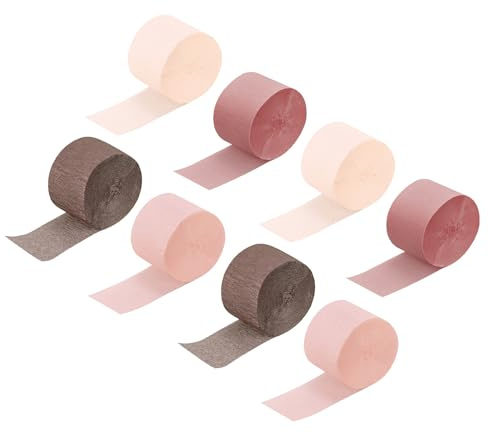 sourcing map Krepppapier-Luftschlangen, Party-Luftschlangen, Dekorationen, 4,6 cm x 8,2 m, für Geburtstagsparty, Hochzeit, Festival, Party-Dekorationen, Muschelfarbe, neblige Rose, Hellbraun, 8 Stück