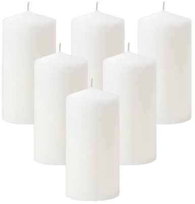 Bougies Bougie cylindrique blanche, parfaite pour les mariages et les célébrer, 6cm x 15cm, Bougie pilier blanche, inodore, bougie d’urgence Grande 6pcs (6.6cmX15cm)