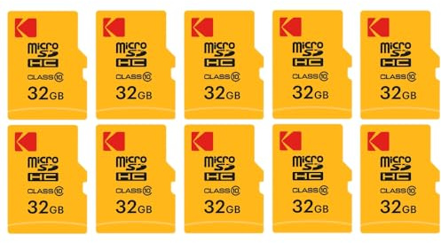 Kodak Pack de 10 Cartes Mémoire Micro SDHC 32 Go avec Adaptateur - Solution de Stockage Haute Vitesse