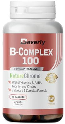 Beverly B-Complex 100 - Potente complejo vitamínico del grupo B - 100 mg por cada vitamina - 60 Tabletas - 60 servicios - Apoyo al sistema nervioso y cognitivo