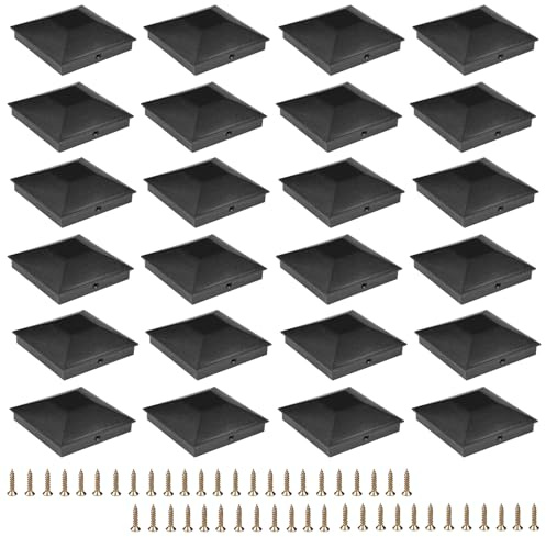 4x4 (3.5inx3.5in) Fence Post Caps, 24 Pack Deck Post Plastic Caps with Screws, Keep Post from Cracking and Rotting, for Outdoor Post Caps Cover, Fence Wood Post, Decking, Corridors, Waterproof