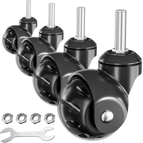 2 in Ball Caster Wheels - Threaded Stem Castors (Stem Diameter 3/8, Stem Length 1),Heavy Duty 1200 LBS,Swivel Casters Set of 4,Replacement Wheels for Furniture,Cart, Chair, Cabinets,Coffee Table