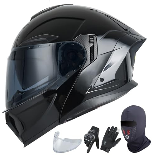 GAORUTO Integral-Klapphelm für Motorradfahrer, zugelassen nach ECE 22.06, mit klarem und dunklem Visier D,M (57-58cm)