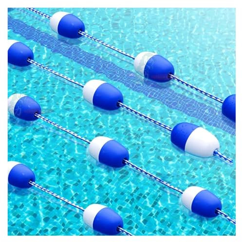 12ft Blue & White Pool Lane Divider Rope - Durable Floating Safety Line Kit for Swimming Pools, Perfect for Shallow & Deep Ends, Ideal Swim Training Barrier