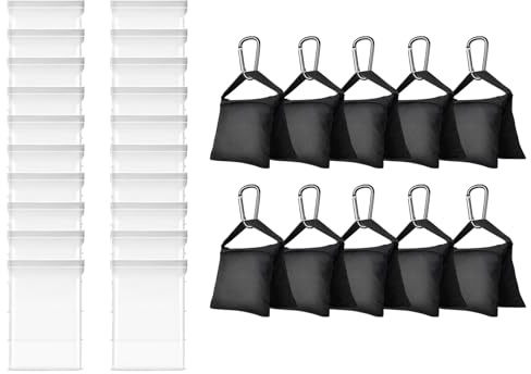 HolaDream Heavy Duty Sandbags - Weight Sand Bags without Sand Design for Photography Backdrop Stand, Light Stand, Tripod, Photo Studio, Outdoor Patio & Live Productions - 10 Pack (Black)