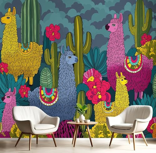 GSAEIMCT Photo Wallpaper Color Camel Cactus,150X105Cm Wall Large Mural Cartoon Animals Tv Artwork Background Art 3D Murals Living Room Bedroom Decoration Silk Sticker Painting