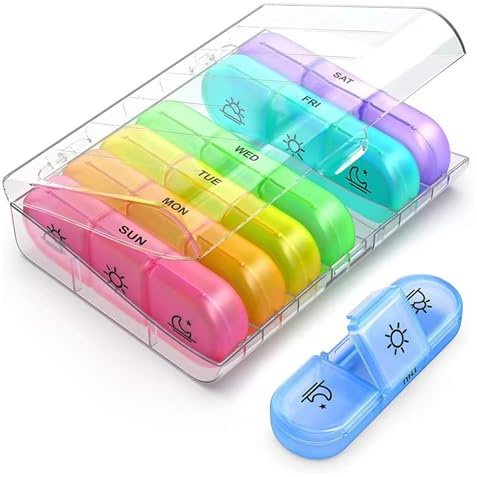 7-Tage-Tablettenbox, für morgens, mittags, abends, ideal für Reisen und Zuhause, tablettenbox 7 tage, pillendose 7 tage