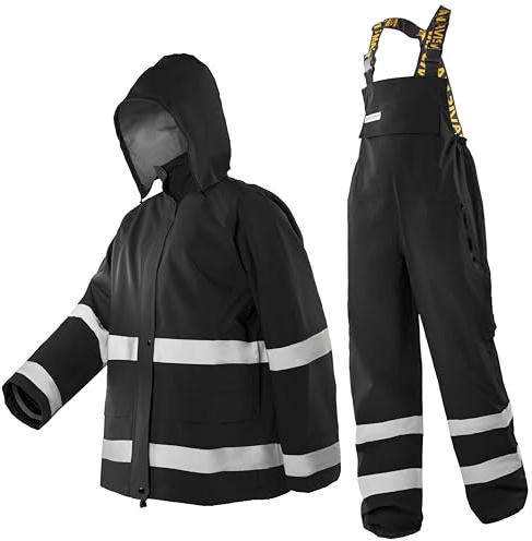 Navis Marine Herren Regenanzug wasserdicht atmungsaktiv Warnschutz Nylon | Regenjacke und Hose, hohe Sichtbarkeit, für Arbeitsschutz, Outdoor-Einsätze und nasse Arbeitstage