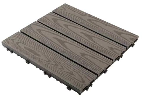 omiinitio Lames de terrasse imprégnées en bois composite résistant au soleil revêtement de sol sûr pour enfants animaux domestiques installation rapide des carreaux de jardin