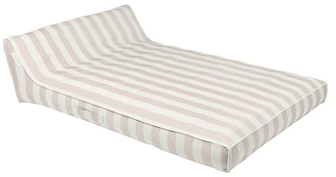 SUNNYLiFE Luxe Double Lounger, Inflatable Pool Float, Oversized Floating Lounger, Backrest Design, PVC and Polyester, Oyster Stripe, 70.87 x 33.46 x 20.47 inches, 9.7 lbs