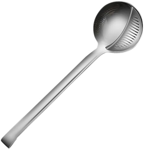 TOYANDONA Cucchiaio filtro grasso in acciaio inox con colino, separatore olio, mestolo antiruggine, manico lungo, utensili da cucina per la casa e la cucina