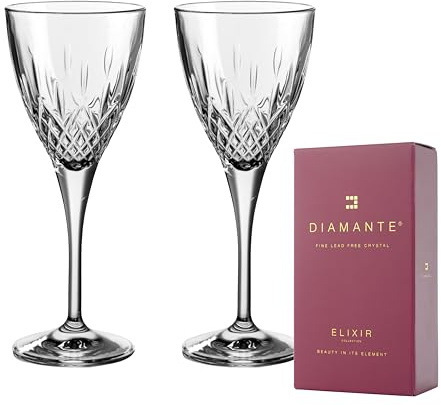 DIAMANTE Regency Crystal Wine Glasses - Made from Premium Crystal - Set of 2