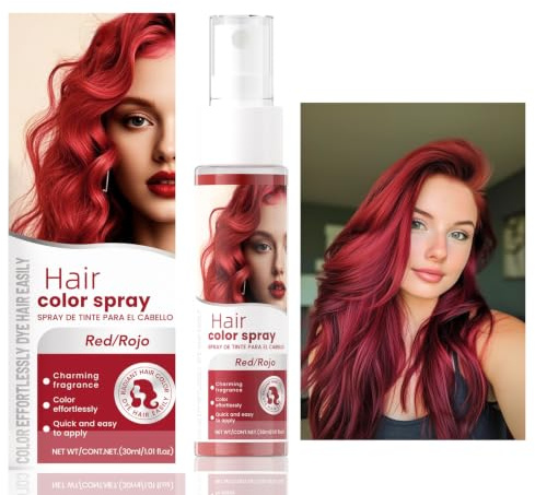 Rote Haarfarbe Temporäres Spray, Haarfarbe Rot Auswaschbar, Farbiges Hair Color, Instant Red Hair Dye, Haar Colorationen für Karneval, Halloween, Cosplay, Party, Haarfarbspray für Männer Frauen