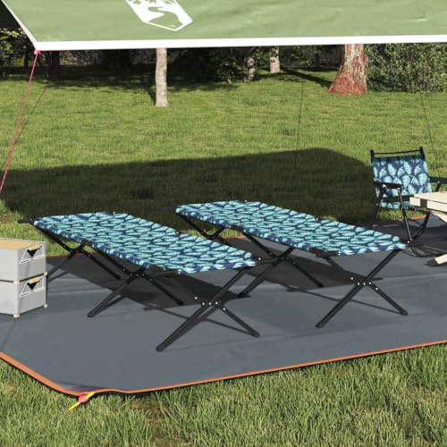 Kaloriko Vikbar campingsäng, 2 stycken, skogsgrön, 210 x 80 x 46 cm, stålram, vikbar och bärbar för camping, vandring, trädgård, festival, vandring, fiskesäng, bekväm fåtölj