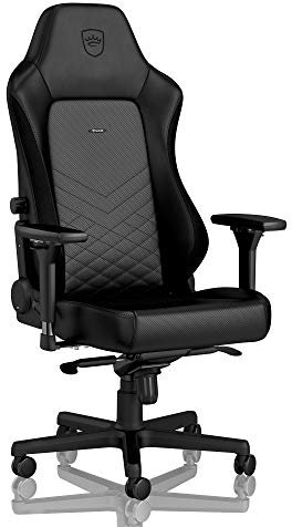 noblechairs Hero Gamingstuhl 150 kg Belastbarkeit - PU-Kunstleder PC Gaming Stuhl Stoff Bürostuhl Ergonomisch - Gaming Sessel mit Kissen, Schreibtischstuhl Gaming Schwarz