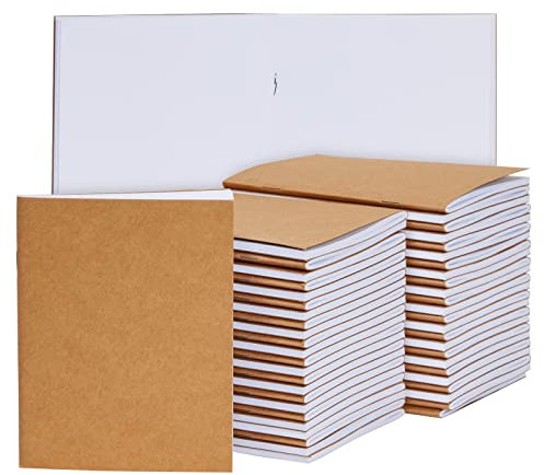 Paper Junkie 48 Notizhefte mit Kraftpapier-Cover, Unliniert, 24 Doppelseiten, Leicht und Handlich, Braun, 10,8 x 13,4 cm