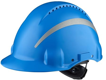 3M Schutzhelm, Uvicator, Ratschenverschluss, belüftet, reflektierend, Kunststoffschweißband, Blau, G3000NUV-R-BB