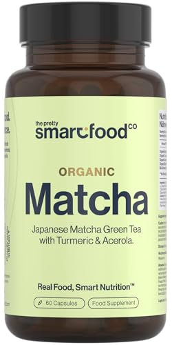Green Tea Extract Capsules - Organic Matcha Green Tea Tablets - Boosted with Turmeric, Acerola Cherry & Black Pepper - 1360MG Complex - Green Tea Supplement - 60 Capsules - UK Made