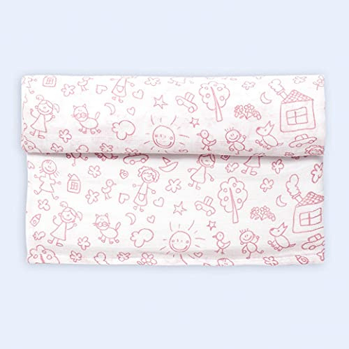 Ti TIN | Baby Musselin, 125x125 cm | Musselin Tuch mit Familien-Motiv, leichte und weiche Baumwollfaser, Mulltuch vielseitig einsetzbar, als Decke, Halstuch/Dreieckstuch, Spucktuch etc, Farbe: Rosa