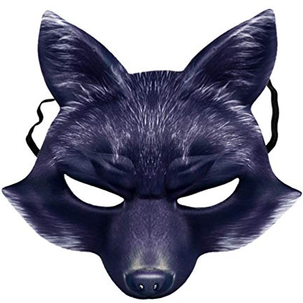 Amosfun Halloween Fox Maske Cosplay Kostüm Halbes Gesicht Tier Kopfbedeckungen Mützen Fox Halbes Gesicht Maske Kostüm Tier Maske Cosplay Kostüm für Halloween Karneval Maskerade