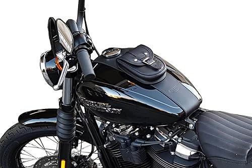 Abnehmbarer Tankrucksack aus Leder, kompatibel mit den Motorrad Modellen Harley-Davidson Softail Street Bob 2018–2025 und Softail Breakout 2018–2025, Hergestellt in Italien von Endscuoio