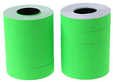 10 Rollen Preisauszeichen-Etiketten, 21 x 12 mm, Preis-Etiketten für einreihige Preis-Maschine (grün)