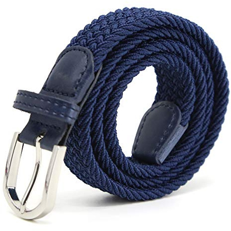 AnJuHoPa Cintura Elastica Per Bambini Cintura Elastica Per Ragazze Ragazzi, Cintura in Gomma Multicolore da Donna Larga 2,5 cm e Lunga 80 cm Con Anello Metallico Marina
