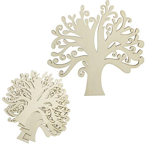 Lot de 20 arbres généalogiques de 12,7 cm en bois vierges en forme d'arbre pour travaux manuels pour arbre de famille, mariage, décorations de Noël et bricolage, décoration, scrapbooking, décorations