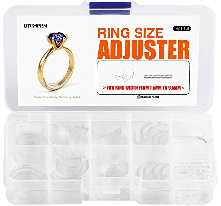 ELETIUO 60-Pack Ring Size Adjuster, 2 Styles (Insert & Spiral) Ring Guard Sizer, 10 Sizes for Loose Rings, Fit Men & Women Rings