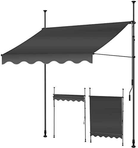 KESSER® Tenda da Sole a Morsetto con manovella per Balcone, Tenda da Sole per Balcone, Regolabile in Altezza, Idrorepellente, Protezione Solare, Copertura per terrazze, Antracite, 400cm