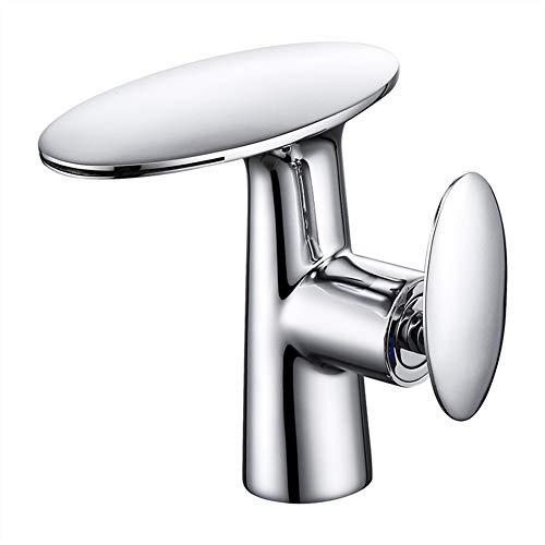 Wasserfall Wasserhahn Bad, Moderner Verchromt Messing Waschtischarmatur Kaltes Und Heißes Wasser Vorhanden, Geeignet Für Badezimmer Und Waschbecken, Einhandmischer Waschtischarmaturen