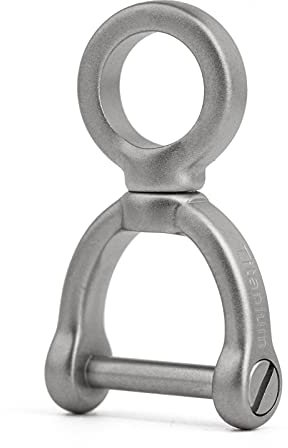 TISUR Titanium Swivel D-Rings with Screw Shackle Horseshoe U Shape Key Ring DIY with Rotated Link Leather Craft Purse 1 pcs, Silver, S