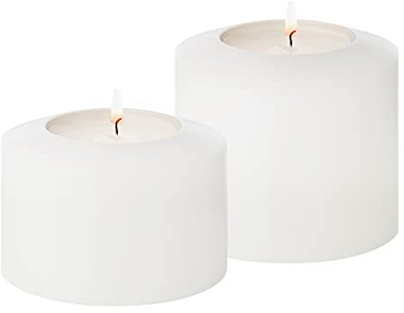 EDZARD 2er Set Teelichthalter Teelichtkerze Dauerkerze Cornelius Pine, ø 7 cm, Höhen 5 cm und 7 cm, für handelsübliche Teelichter und durchsichtige höhere Teelichter, hitzebeständig bis 90°