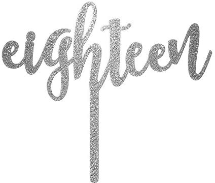 The Cake Decorating Co. Silver Glitter - Script Number Acrylic Cake Topper 18