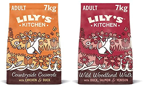 Lily's Kitchen Duck, Salmon & Venison Natural Grain Free Complete Adult Dry Dog Food (7 kg) & Chicken & Duck Countryside Casserole - Grain Free Adult Dry Dog Food (7 kg)