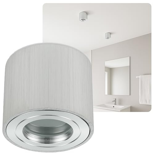 Sweet Led Deckenstrahler IP44 flach bad aus aluminium aufbaurahmen Feuchtraum 65mm hoch Aufbauleuchte Aufbaustrahler 230V Aufputzstrahler Spotleuchte Deckenstrahler Aufputz Spot matt chrom rund