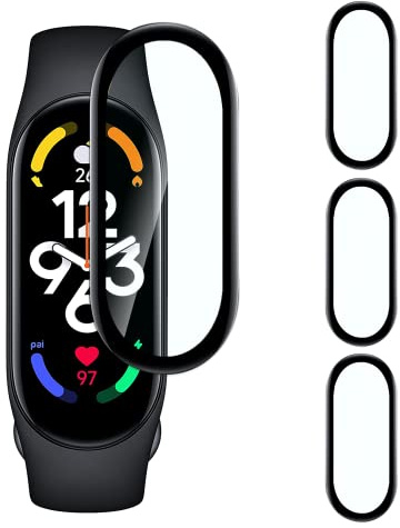 FWang Protector de pantalla Compatible con Xiaomi Mi Band 7,[4 Piezas],3D Cobertura Completa,Dureza 9H,Antiarañazos,Sin Burbujas,HD película protectora