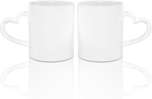 MR.R Lot de 2 tasses à café vierges en céramique blanche pour lave-vaisselle avec poignée en forme de cœur pour lait, thé, cola et l'eau, 325 ml