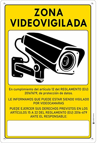 pubblimania ZONA VIDEOVIGILADA | Cartel de aluminio 3 mm (Cm 20x15, Zona Videovigilada)