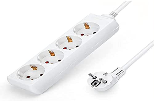 Rallonge multiprise Blanche sans Interrupteur avec câble 3G 1,0 mm² 1,5 m, multiprise Allemande Blanche (4 Prises 1,0 mm² 1,5 m)