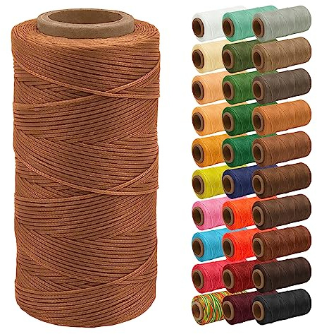 Uiopa Wachsfaden, 1mm x 200m Flacher Ledergarn Gewachst, Leder Nähen Faden Sattlergarn Gewachste für Nähprojekte, Reparatur, Buchbinden, DIY Basteln