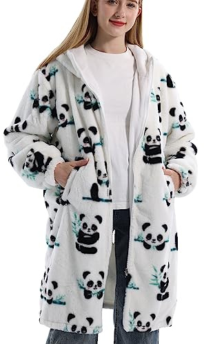 JOJJJOJ Übergroße Decke mit Reißverschluss Kapuzenpullover tragbare Decke Damen und Herren mit Kapuze gemütlich warm Sherpa-Fleece-Strickjacke