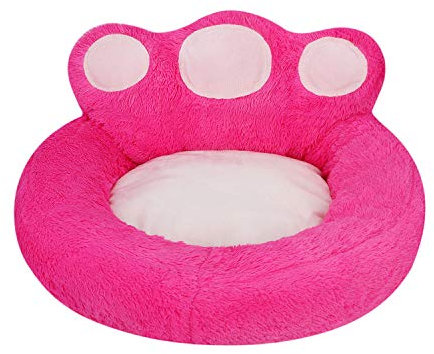 Haustierbett Kleine Hunde Katze Hundebett Plüsch Flauschig Katzenbett Pfotenform Hundekissen Abnehmbar Waschbar Katzenkissen Weich Hundesofa Rund Katzensofa Haustierkissen Welpen Sofa Zimmer Rosa