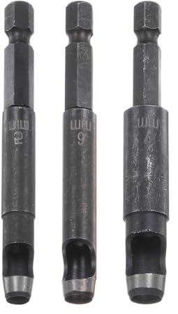 sourcing map Lochstanzer 5mm,6mm,7mm Locheisen Lochstanze Einzelstanze | Für Leder, Mit 1/4 Zoll Sechskantschaft, Für Bohrer, Für Gürtel Uhrenarmbänd Papier Dicke Stoffe Lederarbeiten