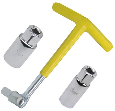 amavoler Spark Plug Socket Wrench Remover Installer Tool Kit Alloy Steel 360-Degree Rotation (T-Handle Universal Joint),16mm 21mm Socket.Yellow.