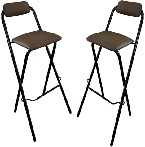 Sgabello da Bar Pieghevole con Schienale, Sedia Pieghevole Portatile, Sedia Pieghevole Altezza Bancone per Esterno, Cucina, Bar