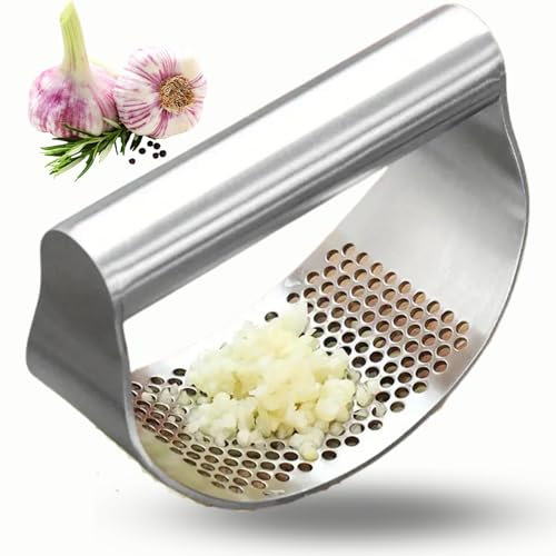 Knoblauch Ingwer Knoblauchpresse Wippe Edelstahl, Knoblauch Wiege, Knoblauchschneider, Multifunktionsschneider, Küchenhilfe